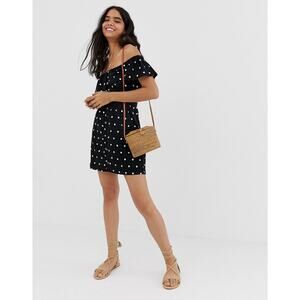 ASOS Black and White Polka Dot Midi Dress